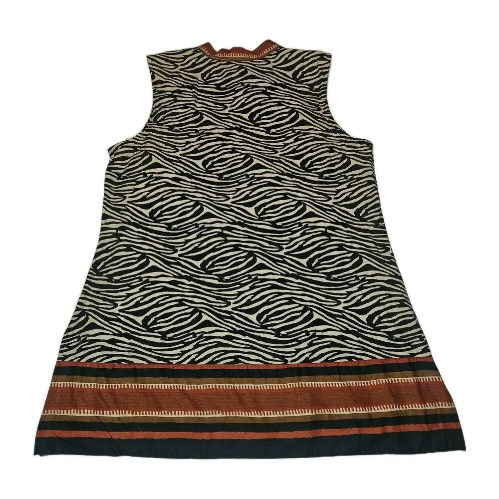 Charter Club Womens 16W Animal Print Tunic Embroidered Beaded Lightweight Cotton - Picture 7 of 8